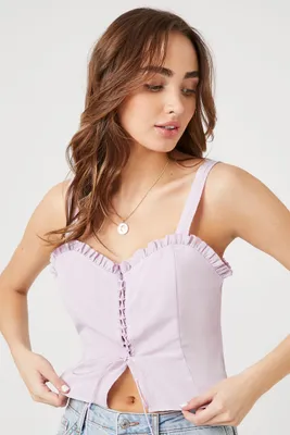 Women's Sweetheart Lace-Up Crop Top in Lilac Medium