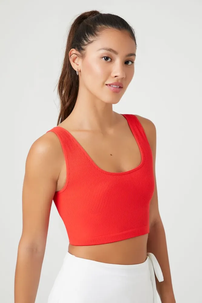 Women's Seamless Longline Sports Bra in Fiery Red Small
