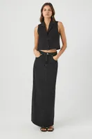 Women's Sleeveless Poplin Top in Black Small