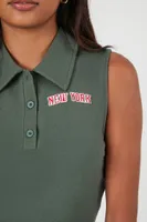 Women's New York Sleeveless Polo Shirt in Green Medium