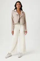 Women's Faux Suede Cropped Moto Jacket Small