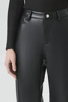 Women's Faux Leather Straight Pants Black