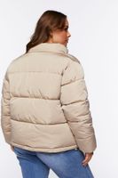 Women's Quilted Puffer Jacket in Khaki, 0X