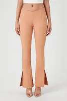 Women's Crepe Mid-Rise Flare Pants in Toasted Almond Small