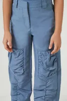 Girls Ruched Cargo Pants (Kids) in Blue, 13/14