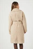 Women's Faux Shearling Wrap Coat in Cream Large