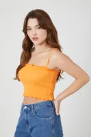 Women's Smocked Cropped Cami in Orange Large