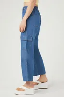 Women's High-Rise Wide-Leg Cargo Jeans in Medium Denim, XL