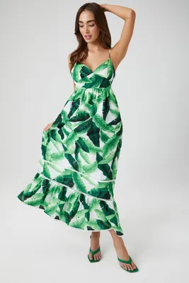 Women's Tropical Leaf Cami Maxi Dress