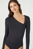 Women's Asymmetrical Jersey Bodysuit Black