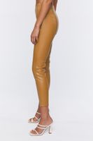 Women's Faux Leather Ankle Pants in Almond Small