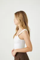 Women's Organically Grown Cotton Cropped Tank Top in White, XL