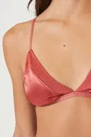 Women's Satin Triangle Lingerie Bralette in Faded Rose Medium