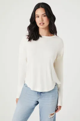 Women's Billowy Curved-Hem Top in White Small