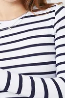 Women's Striped Seamless Top in White/Navy Large