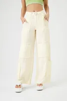 Women's Wide-Leg Belted Cargo Pants in Cream, XS