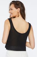 Women's Sheer Crochet Tank Top in Black Small