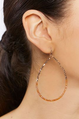 Women Beaded Drop Earrings in Gold/Brown