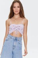 Women's Floral Crochet Cropped Cami in Lavender Large