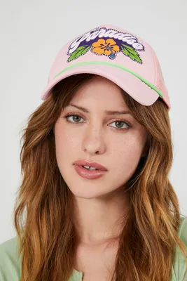 Paradise Rhinestone Trucker Hat in Pink