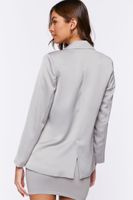 Women's Satin Single-Breasted Blazer in Silver Medium