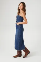 Women's Button-Front Denim Tube Dress