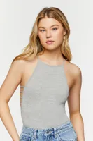 Women's Seamless Ladder Cutout Bodysuit in Heather Grey, S/M