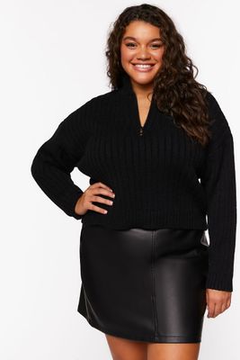 Women's Half-Zip Funnel Neck Sweater Black,