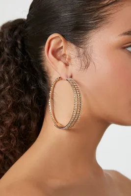 Women's Rhinestone Hoop Earrings in Gold/Clear