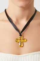 Women's Clear Cross Pendant Necklace in Black/Yellow