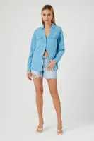 Women's Chambray Drop-Sleeve Shirt in Blue, XS