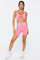 Women's Active Checkered Seamless Romper in Miami Pink Large