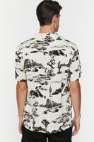 Men Desert Landscape Graphic Shirt in Cream/Black, XXL