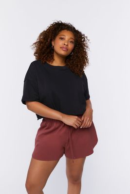 Women's Pull-On Drawstring Shorts in Currant, 1X