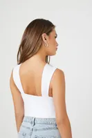 Women's Twisted Sleeveless Bodysuit in White, XL