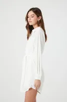 Women's Satin Midi Shirt Dress in Vanilla Small