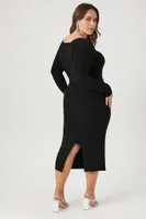 Women's Sweetheart Midi Sweater Dress Black,