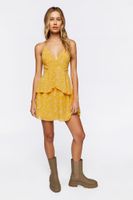 Women's Floral Babydoll Mini Dress in Yellow Small