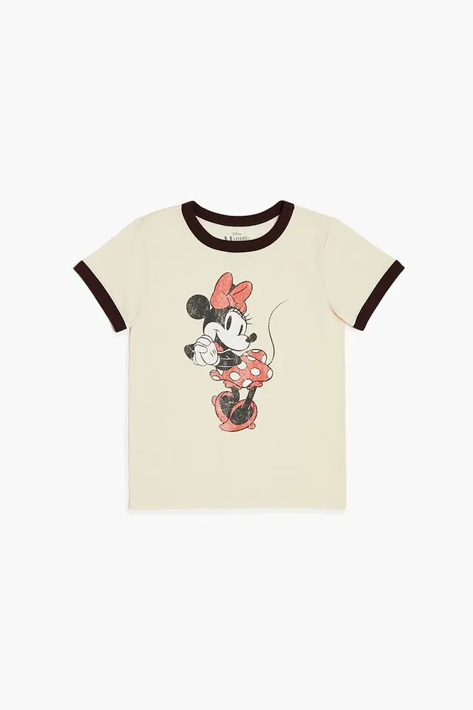 Zeal gennemskueligt indlogering Forever 21 Girls Minnie Mouse Graphic Ringer T-Shirt (Kids) in Cream, 11/12  | Dulles Town Center