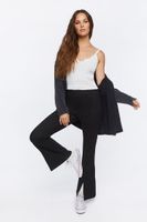 Women's Faux Suede Split-Hem Pants in Black Medium