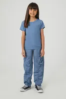 Girls Crew Neck T-Shirt (Kids) in Blue, 11/12