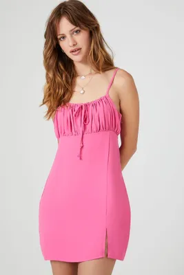 Women's Shirred Cami Mini Dress in Pink Small