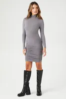 Women's Seamless Turtleneck Bodycon Dress in Dark Grey Medium