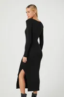 Women's Square-Neck Slit Midi Dress