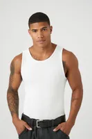 Men Ribbed Knit Tank Top in White, XL