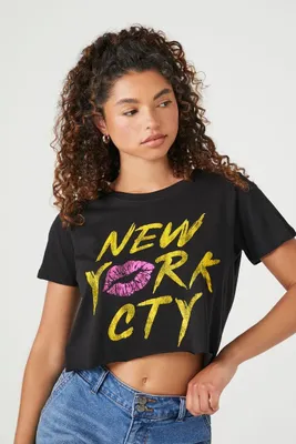 Women's Prince Peter New York Cty Cropped T-Shirt in Black Medium