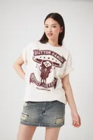 Women's Oversized Dutton Ranch Graphic T-Shirt in Cream, Size XS/S