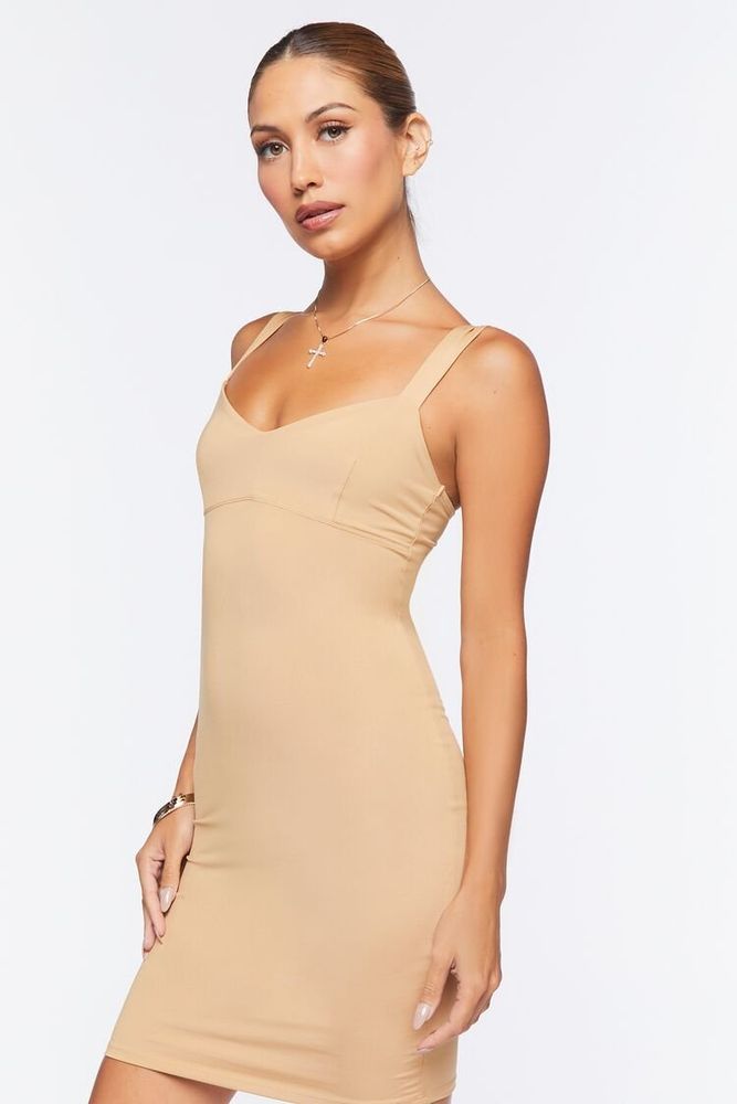 Women's V-Neck Bodycon Mini Dress in Safari Small