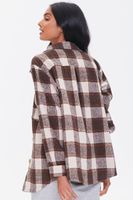 Women's Plaid Button-Front Shacket in Brown Small