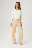 Women's High-Rise Wide-Leg Pants in Khaki, XS